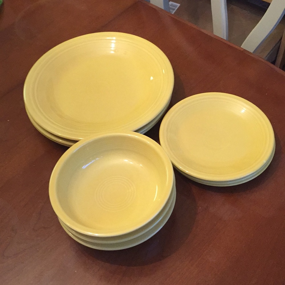 Fiestaware sunflower plates and bowls